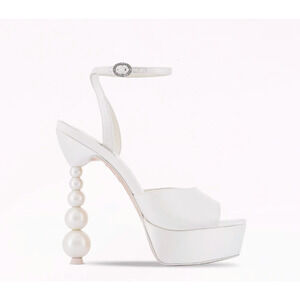 Sophia Webster Women's Cream Perla Pearl Crystal Platform Sandals 38 NIB 770
